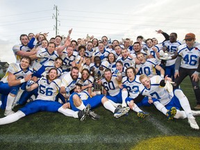 Saskatoon Hilltops are the 2016 Canadian Bowl champs following a 37-25 victory over the Westshore Rebels in Langford, B.C. (ERICH EICHHORN/FOR THE SASKATOON STAR-PHOENIX)