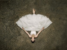 Saskatoon photographer Mandy Harding won the Best Wedding Portrait award and a Judge's Choice Award in the Professional Photographers of Canada Saskatchewan & Manitoba region's annual image competition for this photo, entitled Fallen Angel, of bride Lindsay Lehman. (Supplied photo/Mandy Harding)