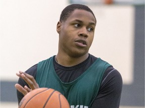 Former U of Huskie basketball player Shane Osayande, shown here in this 2015 file photo, is back in Saskatoon, this time with the CEBL's Saskatchewan Rattlers.