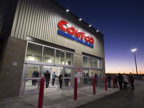 Shoppers line up outside Saskatoon's second Costco Wholesale location, which opened to the public early on Thursday November 10, 2016.