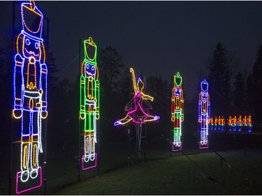 The newest light display for 2016-17 is the NutCracker at the annual BHP Billiton Enchanted Forest at the Saskatoon Forestry Farm Park, November 17, 2016. Proceeds from this year's holiday sparkling forest go to the Saskatoon City Hospital and the Saskatoon Zoo Foundation.