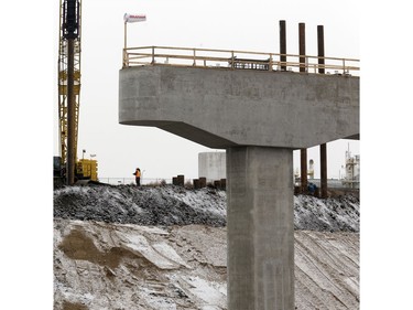 The North Commuter Bridge construction site during a media tour showing the progress on the westside pillars, with the second close to completion, November 23, 2016.