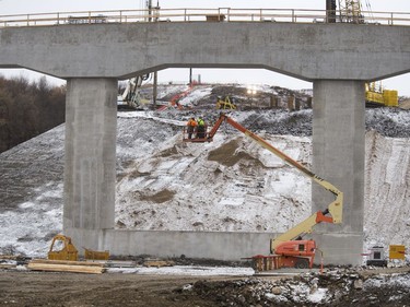 The North Commuter Bridge construction site during a media tour showing the progress on the westside pillars, with the second close to completion, November 23, 2016.