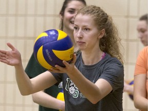 University of Saskatchewan Huskies volleyball player Emily Humbert will be serving up aces against her CIS opponents.