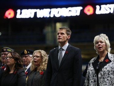 Mayor Charlie Clark attends the annual Remembrance Day Ceremony at SaskTel Centre, the biggest indoor ceremony in Canada, November 11, 2016.