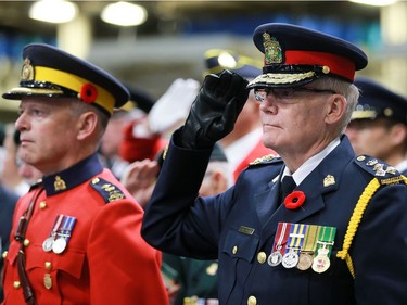 Police Chief Clive Weighill attends the annual Remembrance Day Ceremony at SaskTel Centre, the biggest indoor ceremony in Canada, November 11, 2016.