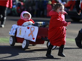 The sun was shining on families' faces during the annual Santa Claus parade downtown Saskatoon on November 20, 2016.