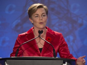 Conservative candidate Kellie Leitch participates in the Conservative Party's first leadership debate in Saskatoon, moderated by Kaveri Braid, November 9, 2016.