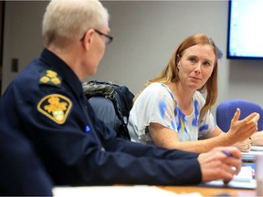 Police Chief Clive Weighill, left, and board member Carolanne Inglis-McQuay during a meeting of the Police Board of Commissioners at city hall, Thursday, November 17, 2016. (GREG PENDER/STAR PHOENIX)