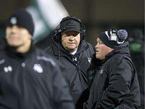 Huskies football coach Brian Towriss (centre) is preparing for 2017 after his team's weekend elimination.