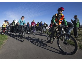 Students from the EcoJustice program took to the MVA trail during the official opening of 7km of new trail from Diefenbaker Park to Chief Whitecap Park last year.