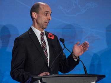 Conservative leadership candidate Steven Blaney speaks during the Conservative leadership debate in Saskatoon, November 9, 2016.