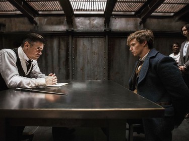 Colin Farrell (L) and Eddie Redmayne star in "Fantastic Beasts and Where to Find Them."