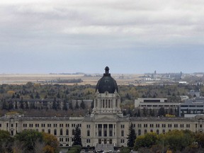 The Saskatchewan Legislative Building is surrounded by autumn's changing colours on Jan. 12, 2013.