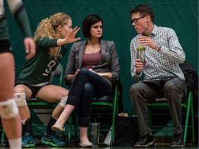 Mark and Shelley Dodds during a recent game against Manitoba.