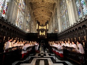CAMBRIDGE, ENGLAND - DECEMBER 11:  The Choir of King's College Cambridge conduct a rehearsal of their Christmas Eve service of 'A Festival of Nine Lessons and Carols' in King's College Chapel on December 11, 2010 in Cambridge, England. The Choir was founded by King Henry VI in 1441 and is regarded as one of the world's finest choral groups. It comprises of the Conductor Stephen Cleobury, 16 choristers, who are educated on scholarships at King's College School, as well as 14 choral scholars and two organ scholars, who study a variety of subjects in the College. The choir's performance of 'A Festival of Nine Lessons and Carols', traditionally held on Christmas Eve in King's College Chapel, was introduced in 1918 and is broadcast to millions of people around the world.