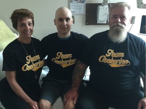 Zach Cook, flanked by his parents Donna and Jim, hopes to participate in clinical trial in Texas to cure his rare cancer. Submitted photo