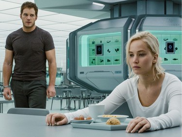 Chris Pratt and Jennifer Lawrence star in "Passengers."