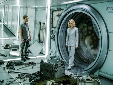 Chris Pratt and Jennifer Lawrence star in "Passengers."