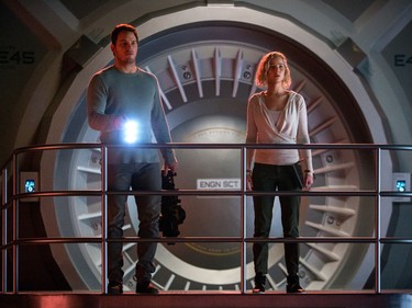 Chris Pratt and Jennifer Lawrence star in "Passengers."
