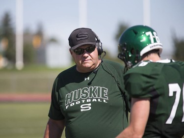 Brian Towriss, University of Saskatchewan Huskies Football scrimmage at Griffith Field, August 29, 2014. (Gord Waldner, The StarPhoenix)