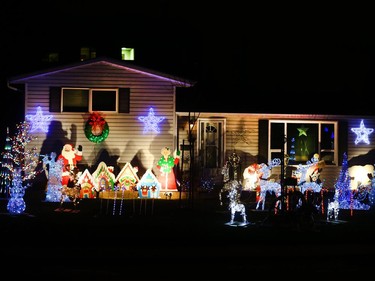 A photo tour of some of Saskatoon's homes decked out in lights and decorations ready for the Christmas season, like this one on Tiffin Crescent, November 30, 2016. (GordWaldner/Saskatoon StarPhoenix)
