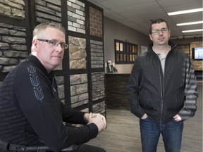 Brent Robinson, left, and James Priddell of Cathedral Stone and Tile Works Ltd.