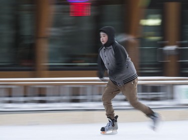 The Meewasin Skating Rink at PotashCorp Plaza has officially opened and a handful of skaters had to keep moving to try and stay warm with temperatures at -23 degrees Celsius and a windchill pushing the -35 mark, December 16, 2016.