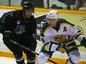 Connor Cox (left) and his U of S Huskies swept Alberta this weekend.