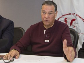 Chief Rick Gamble was at a loss for words Tuesday as he reflected on the "frustrating" path to a $4.5 million settlement for Beardy's and Okemasis First Nation.(GordWaldner/Saskatoon StarPhoenix)