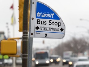 Saskatoon Transit on 8th St. E. eastbound, November 5, 2015.