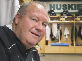 Brian Towriss, in the Huskies locker-room in October.