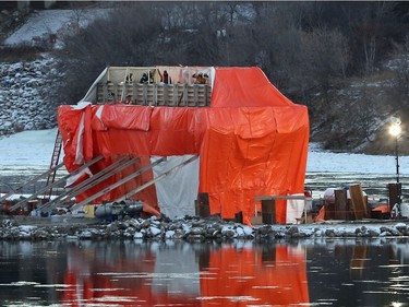 Construction of Saskatoon's new Traffic Bridge is underway Tuesday morning in Saskatoon, December 20, 2016.