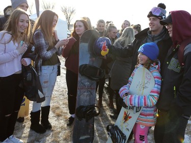 Olympic medalist Mark McMorris signs autographs and meets with fans at Diefenbaker Park in Saskatoon on December 21, 2016.