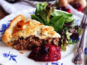 Tourtiere with Cranberry Brandy Compote.