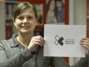 Jillian Schwandt, executive director of the Sexual Health Centre, shows off the organization's new logo and name on Thursday, December 08, 2016.