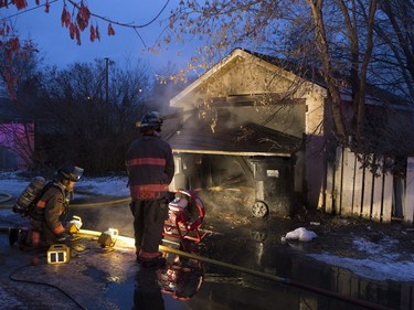 Garage fire in the 2100 block of 20th Street West, November 29, 2016.