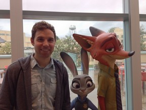 Animator Andrew Ford, who grew up in Humboldt, is pictured with Judy Hopps and Nick Wylde, characters from Disney's Zootopia.