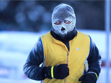 An early morning runner didn't let the extreme cold warning issued by Environment Canada disturb his training regime Wednesday morning. January 11, 2017, while the temperature was at -44 C with the windchill.