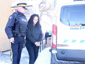Candace Gail Moostoos is led from court in Melfort, Saskatchewan, on January 16, 2017, after being sentenced to seven years for manslaughter in the death of Alpheus Burns in 2015.
MICHAEL OLEKSYN/Postmedia News Network
