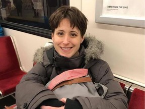 Patty Hails, founder of Nasty Women's Press, an online magazine, on her way to the Women's March in Washington.