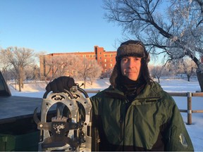 Rob Friedt and about 20 "bootcampers" braved the cold Saturday morning to snowshoe through Kinsmen Park.