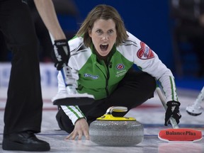 Saskatoon's Stefanie Lawton, shown at the 2015 national Scotties, is trying to get back there with a new-look team.