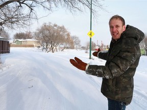 Adam Pollock wants the alley / road closed behind his house on 17th Street West due to too many vehicles speeding through it - making it dangerous on January 10, 2017.