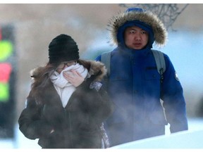 University of Saskatchewan students bundled up for their freezing walk to school Wednesday morning while Environment Canada issued an extreme cold warning for Saskatoon. Saskatoon's temperature was -44 C with the windchill.