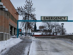 The emergency entrance at St. Paul's Hospital in Saskatoon