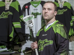Saskatchewan Rush rookie Mike Messenger, who was the third overall pick in the National Lacrosse League draft this past season, stands for a photograph inside the Rush store in Saskatoon, SK on Thursday, January 26, 2017. (Saskatoon StarPhoenix/Liam Richards)