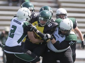 Beth Thomson (#2) and Jaime Lammerding (#21) are two of the eight Saskatoon Valkyries players who have been named to the 2017 Canadian women's football team roster.