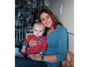 Seven-month-old Sebastian Knutson and his mother Terra. Sebastian, nicknamed Bash, has acute lymphoblastic lymphoma and faces two years of treatments.