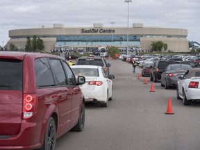 The view of the parking lot at SaskTel Centre ahead of one of the Garth Brooks shows last June. The centre enacted traffic protocols for big events the month before.